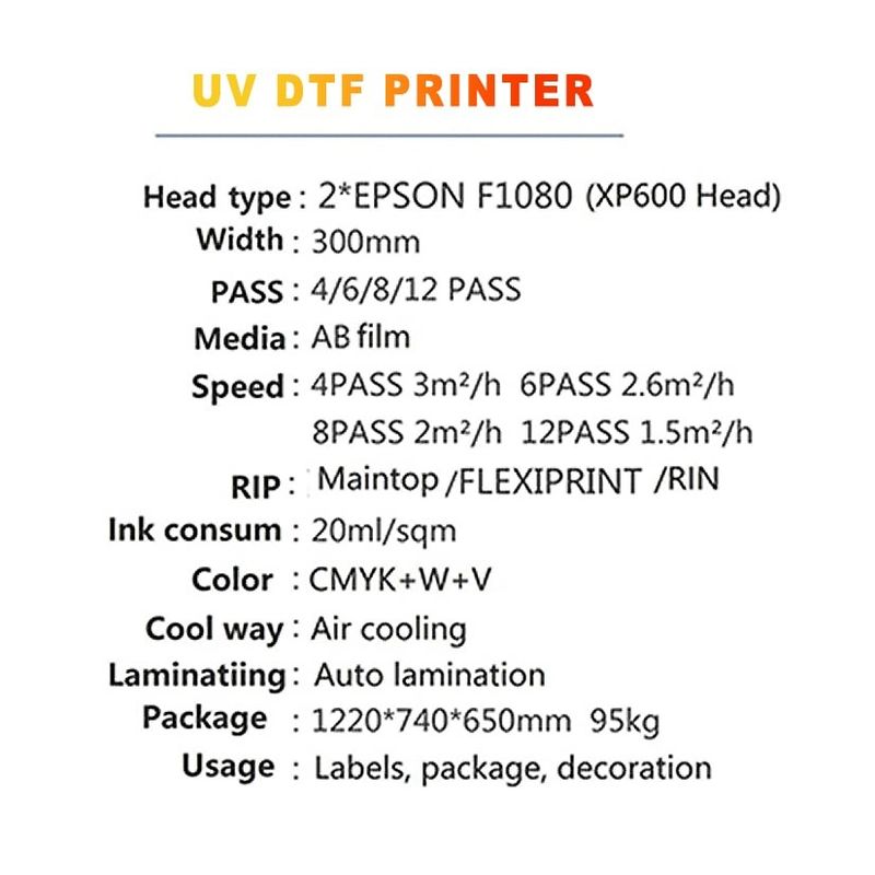 เครื่องพิมพ์ UV DTF ความละเอียดสูง เครื่องพิมพ์ UV DTF ขนาด 300 มม สําหรับกระปุกพลาสติกอะคริลิก