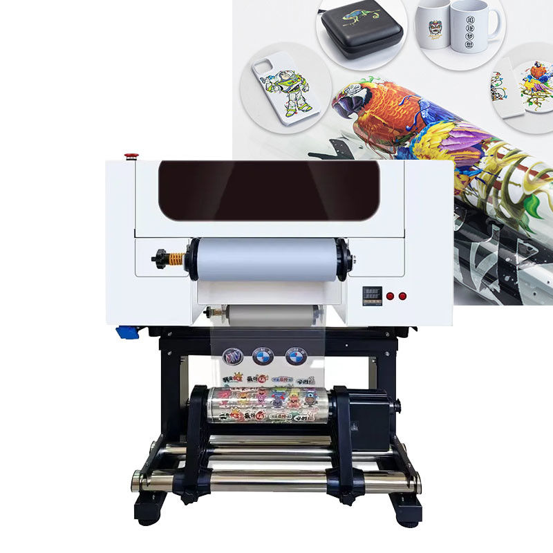 เครื่องพิมพ์ UV Roll Dtf ขนาด 30CM สําหรับการพิมพ์สติ๊กเกอร์ พร้อมเครื่องพิมพ์ Roll To Roll Head Dual Xp600