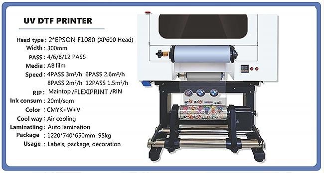 เครื่องพิมพ์ UV DTF ขนาด 30CM พร้อม 2 หัว A3 UV DTF สําหรับกระปุกพลาสติกอะคริลิก