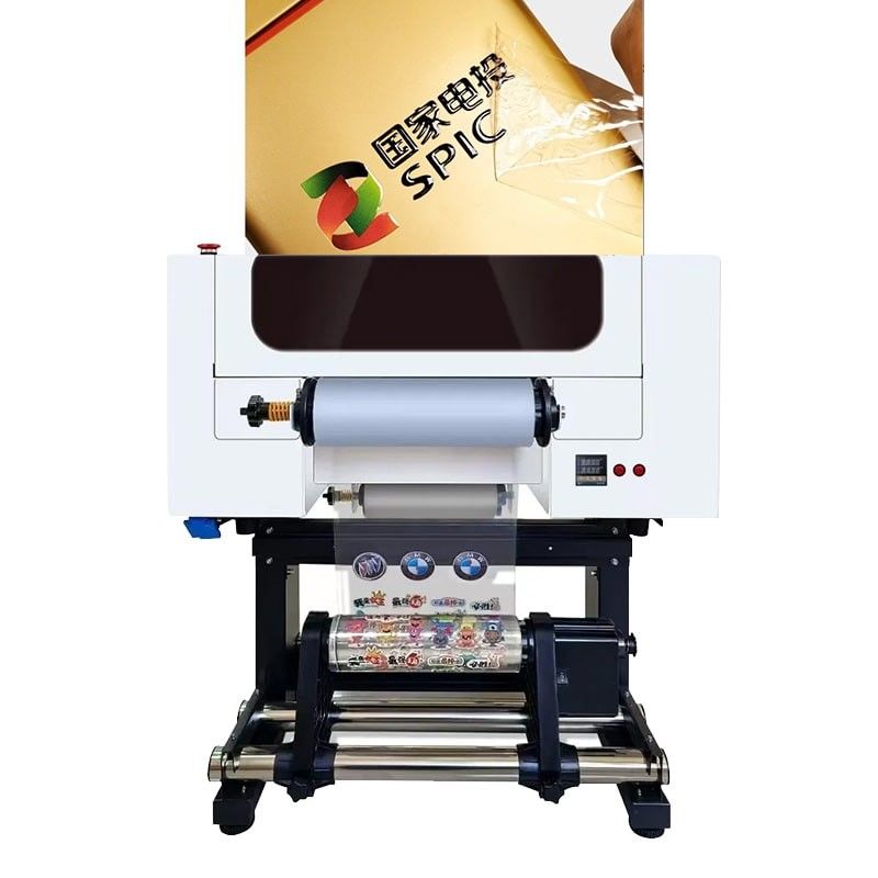 A3 UV DTF Printer AB Film Roll To Roll Sticker 30CM UV DTF Printer สําหรับขวดพลาสติกอะคริลิค