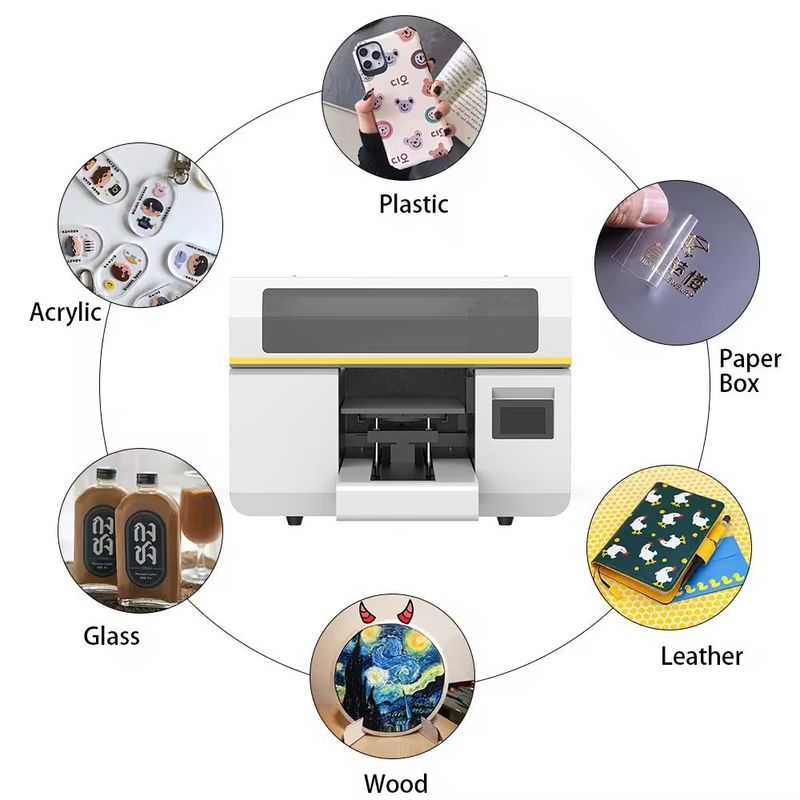 เครื่องพิมพ์หัวพิมพ์ดิจิตอล 8 ช่อง UV Flatbed Printer สําหรับการพิมพ์วัสดุพลาสติกสีเหล็ก