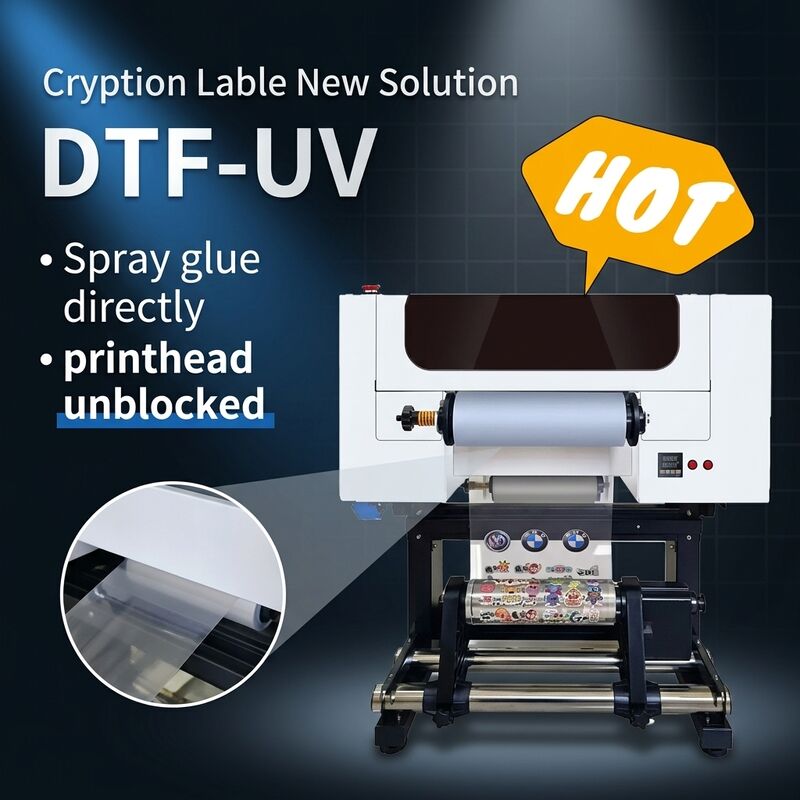 เครื่องพิมพ์ UV DTF 2 หัว เครื่องพิมพ์กระป๋องม้วน 30CM เครื่องพิมพ์สติ๊กเกอร์อะคริลิค สําหรับการผลิต
